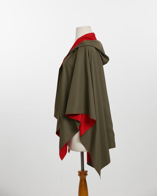 Olive & Red RAINRAP | Women's Rain Wrap Jacket - fashionable and practical rain gear by RAINRAPS