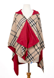 Hooded Jester Red & Plaid RAINRAP - fashionable and practical rain gear by RAINRAPS