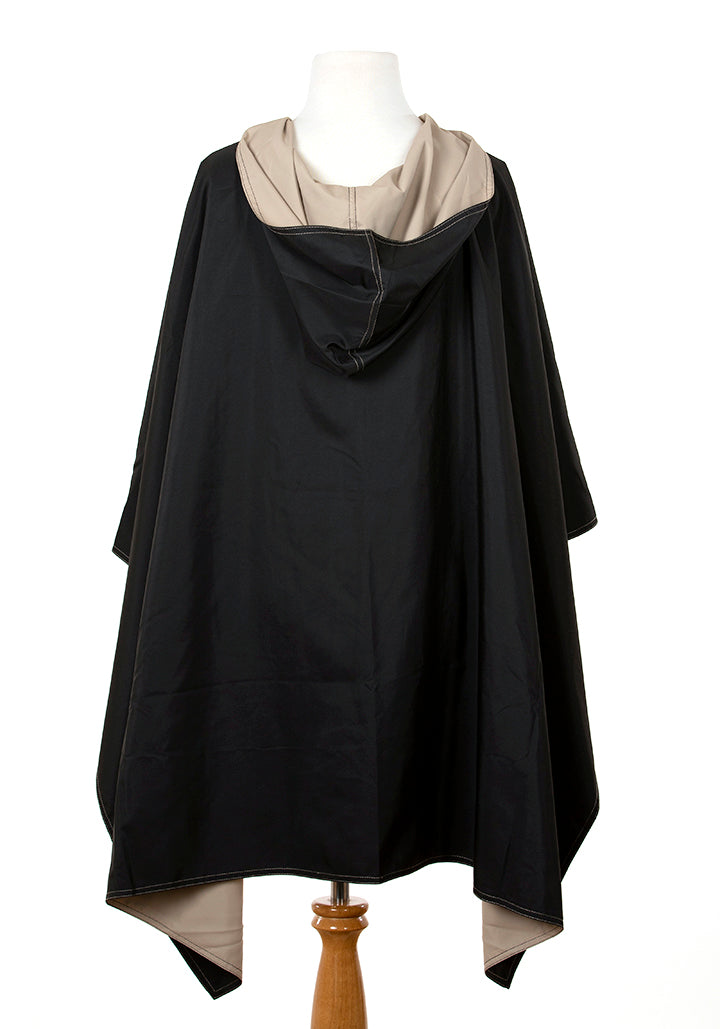Hooded Black & Camel RAINRAP - fashionable and practical rain gear by RAINRAPS